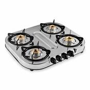 Sunflame Optra 4 Burner Gas Stove 4b Stainless Steel Free Hose Pipe