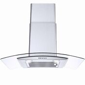 30 Inch Wall Mount Range Hood Kitchen Stainless Steel Vent Tempered Glass New