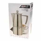 Avanti 6 Cup 300ml Art Deco Espresso Coffee Maker Stainless Steel Stove Top