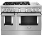 Kitchenaid Kfdc558jss 48inch Smart Commercial Style Dual Fuel Range With Griddle