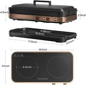 Portable Gold Induction Cooktop 2 Burner With Removable Iron Cast Griddle Pannew