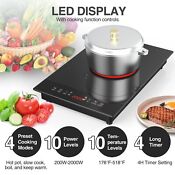 2000w Portable Electric Cooktop Single Burner Stove Touch Control 10 Power Level