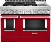 Kitchenaid Kfgc558jpa 48 Double Oven Gas True Convection Range In Passion Red
