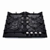 Gas Cooktop 24in 4 Burners Stainless Steel Tempered Glass Ng Lpg Convertible New