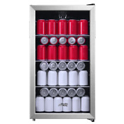 New 115 Can Beverage Fridge Cooler Stainless Steel Look