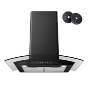 Ciarra Black Range Hood 30 Inch With Soft Touch Control 450cfm Stove Vent Hood