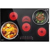 Electric Cooktop 8500w Ceramic 5 Burners With Timer And Touch Control Over Heat
