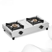 Cooktop Gas Stove Double Burner Lpg Indian Style Stainless Steel Manual Ignition