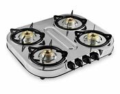 Sunflame 4 Burner Gas Stove 4b Stainless Steel Manual Ignition Silver Color