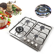 Stainless Steel 4 Burners Gas Stove Silver Built In Gas Cook Top Ng Lpg Cooktop