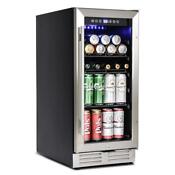 120 Cans Beverage Soda Water Beer Wine Home Bar Mini Fridge Cooler Glass Door