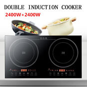 Digital Dual Induction Cooktop Countertop Built In 2 Burner Hot Stove 2400w 110v