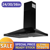 24 30 36 In Wall Mount Range Hood Kitchen Vent Black Stainless Steel 3 Speed New