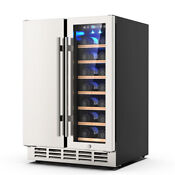 24 120l Dual Zone Wine Cooler Refrigerator Under Counter Fridge Frost Free Led