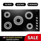 36 Inch Electric Ceramic Glass Cooktop 5 Surface Burners Knobs Open Box 