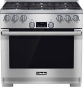 Miele Hr11341g Directselect Series 36 Inch All Gas Range In Clean Touch Steel