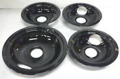 4 Pack Porcelain Black Drip Pans Bowls For Ge Range 3 Wb31m20 1 Wb31m19