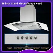 36 Island Mounted Range Hood 900cfm Stainless Steel Kitchen Vent 3 Speed New