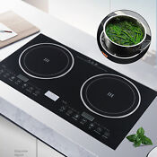 2 6kw Electric Dual Induction Induction Ceramic Cooker Countertop Double Burner