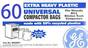 New 60 Pack Ge Made Universal 12 15 18 Inch Plastic Trash Compactor Bags Wx60x1