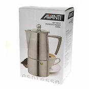 Avanti 4 Cup 200ml Art Deco Espresso Coffee Maker Stainless Steel Stove Top