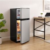 Two Door Mini Fridge W Freezer 3 1 Cuft Small Compact Refrigerator Stainless