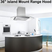 36 Inch Stainless Steel Kitchen Island Range Hood 900cfm Silver Three Speed Vent