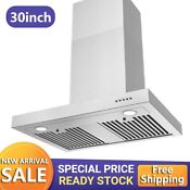 30in Wall Mount Range Hood Stainless Steel 3 Speed 900cfm Kitchen Vent Leds New