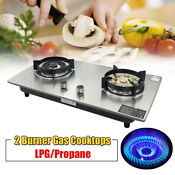 28 Lpg Propane Gas Cooktop Built In Gas Stove Stainless Steel W 2 Burners