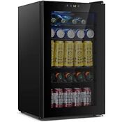 Beverage Refrigerator 85 Can Mini Fridge Glass Door For Beer Soda Or Wine Under