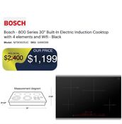 Bosch Nit8060suc 800 Series 30 Built In Electric Induction Cooktop