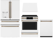 Ge Caf Matte White Package With 30 Induction Range And 4 Door Refrigerator
