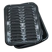 2 Pcs Broiler Pans Black Porcelain Coated Steel Oven Pan W Rack Dishwasher Safe
