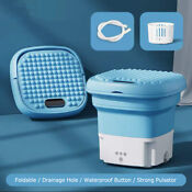 Mini Folding Washing Machine Portable For Clothes With Drain Basket Travel P0p8