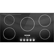 Vevor Electric Cooktop Built In Induction Stove Top 35in 5 Burners Knob Control