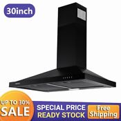 30in Wall Mount Range Hood 350cfm Stainless Steel Kitchen Vent Black W Led New
