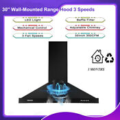 30 Wall Mounted Range Hood 3 Speeds Mechanical Control Kitchen Ventilation New