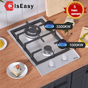 Iseasy 12 Inches Gas Cooktop 2 Burners Drop In Stainless Steel Lpg Ng Gas Stove