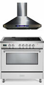 Verona Vdfsee365w 36 Electric Range Convection Oven White With Hood 2 Pc Set