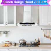 30 Inch Wall Mounted Range Hood Kitchen Ventilation Glass Panel 700 Cfm Led Lamp