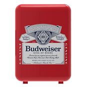 Budweiser Beer Red White Blue Mini Fridge Compact Personal Refrigerator Retro