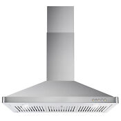 36 Ducted Wall Mount Range Hood With Permanent Stainless Steel Filters Leds