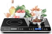 Duxtop Lcd Portable Double Induction Cooktop 1800w Digital Electric Countertop