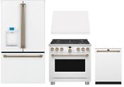 Ge Caf Matte White Kitchen Package With 36 Pro Dual Fuel Range