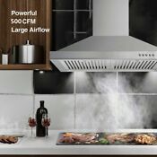 30 Wall Mount Range Hood Stainless Steel Grease Filter 500 Cfm Cooking Vent Led