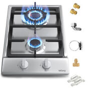 Gas Cooktop 12 Stainless Steel 2 Burners Built In Gas Hob Stove Top With Ng Lpg