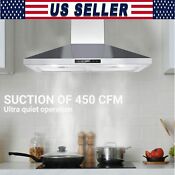 Range Hood 30 Inch Stainless Steel Wall Mount Stove 3 Speed Kitchen Vent Hood