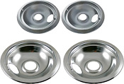 4 Ge Hotpoint Chrome Stove Drip Pans Electric Burner Covers Top Replacement Set