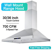 30 36 Inch Wall Mount Range Hood 700cfm Kitchen Stove Vent 3 Speed Touch Panel