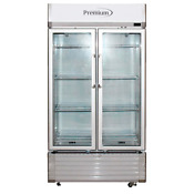 Premium 18 3 Cuft Double Glass Door Upright Display Cooler Merchandiser Refrige